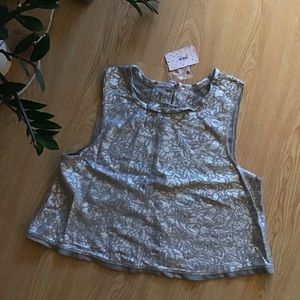 Free People metallic floral tank top NWT
